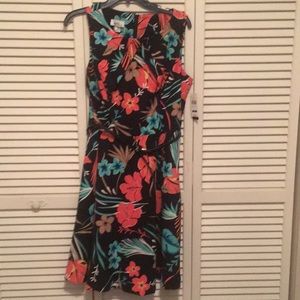 Colorful floral print sleeveless dress
